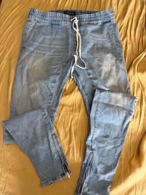 PacSun Light Blue Denim Joggers with Elastic Waist